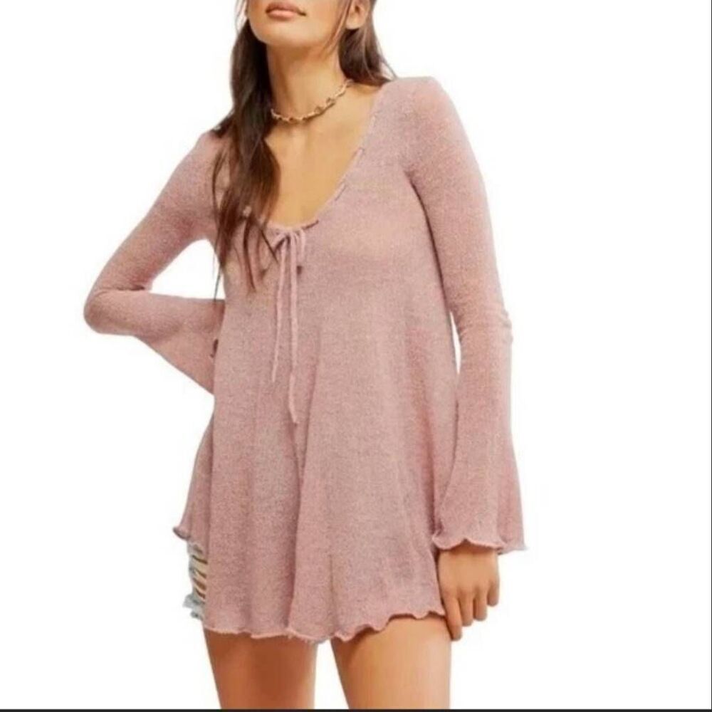 Free People Beach Knit Mauve Tunic